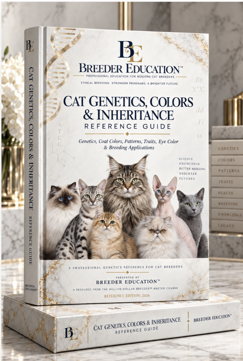 Cat Genetics, Colors and Inheritance Reference Guide included with the Million Dollar Breeder Master Course